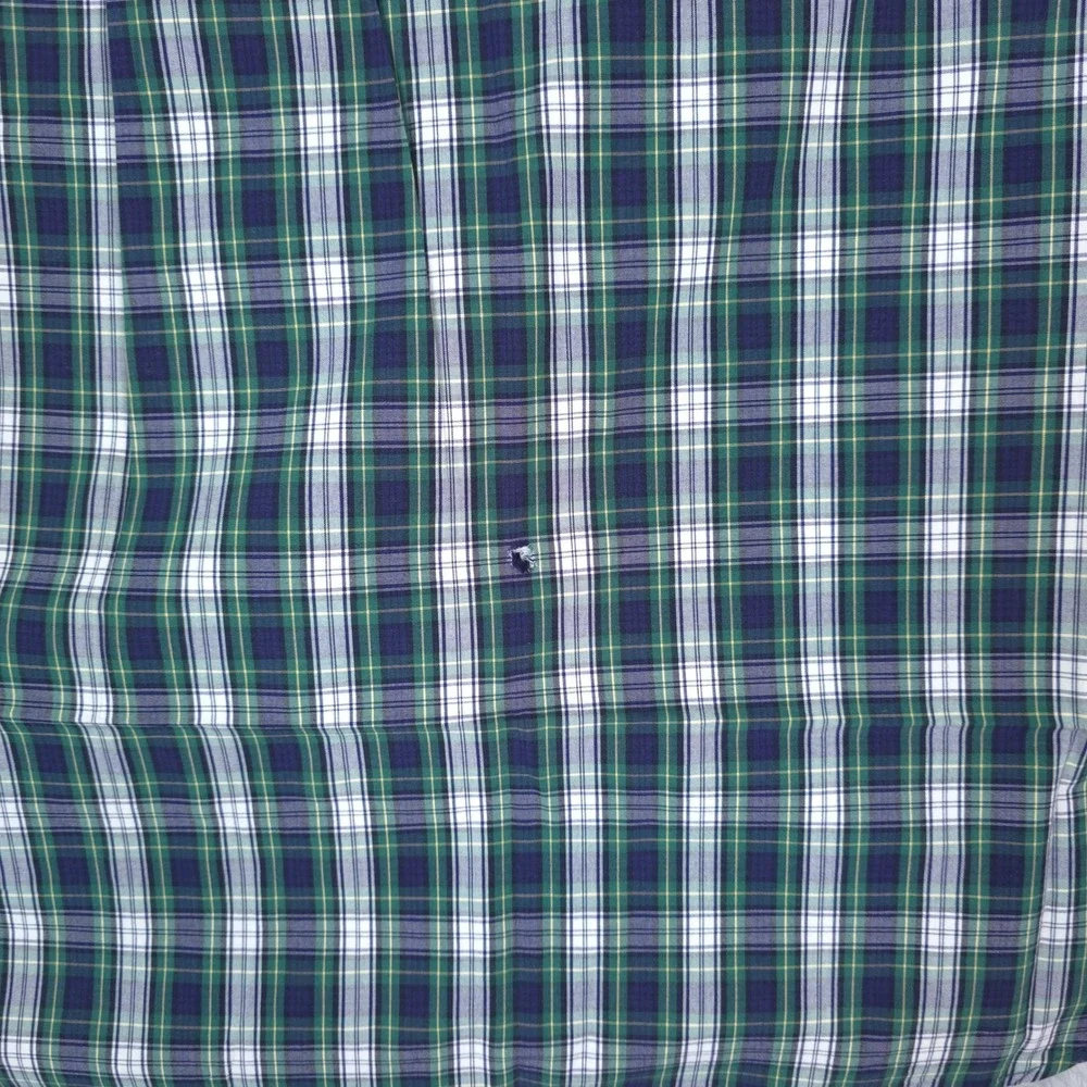 IZOD Button Down Shirt Mens 3XL Green Blue Plaid Long Sleeve Classic Fit